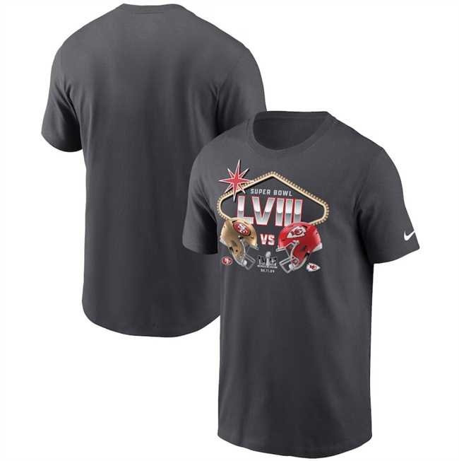 Men's Kansas City Chiefs vs. San Francisco 49ers Super Bowl LVIII Matchup Anthracite T-Shirt,We sell and wholesale Men's Kansas City Chiefs vs. San Francisco 49ers Super Bowl LVIII Matchup Anthracite T-Shirt on line form chian!